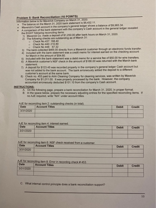  can someone help me with this question please? Problem 5: Bank