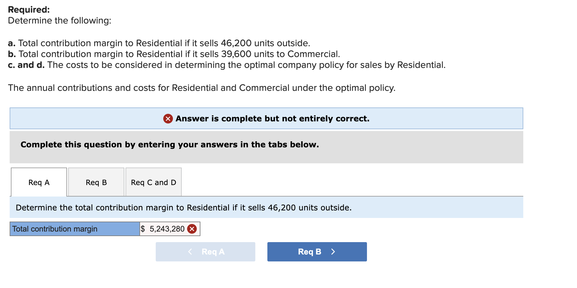management based on measures of divisional contribution margin. Residential Division and Commercial