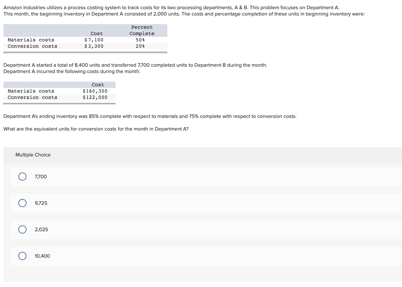 The following data pertain to its Machining Department for August. Percent Complete