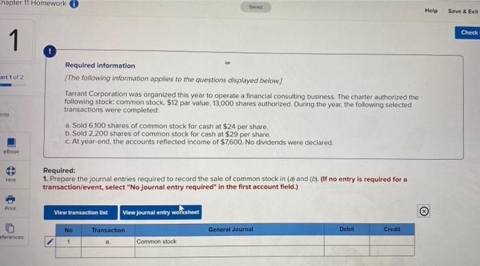  -hapter 11 Homework Seved Help Save & Exit Check 1 art