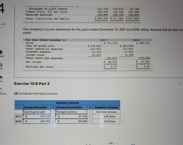 13-8 Liquidity analysis and interpretation LO P3 (The following information applies to