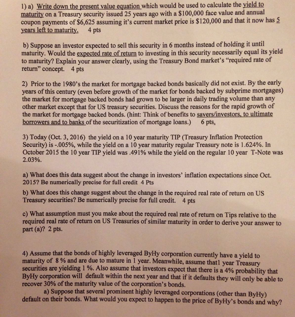write down the present value equation which would be used Write down