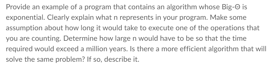  Provide an example of a program that contains an algorithm whose