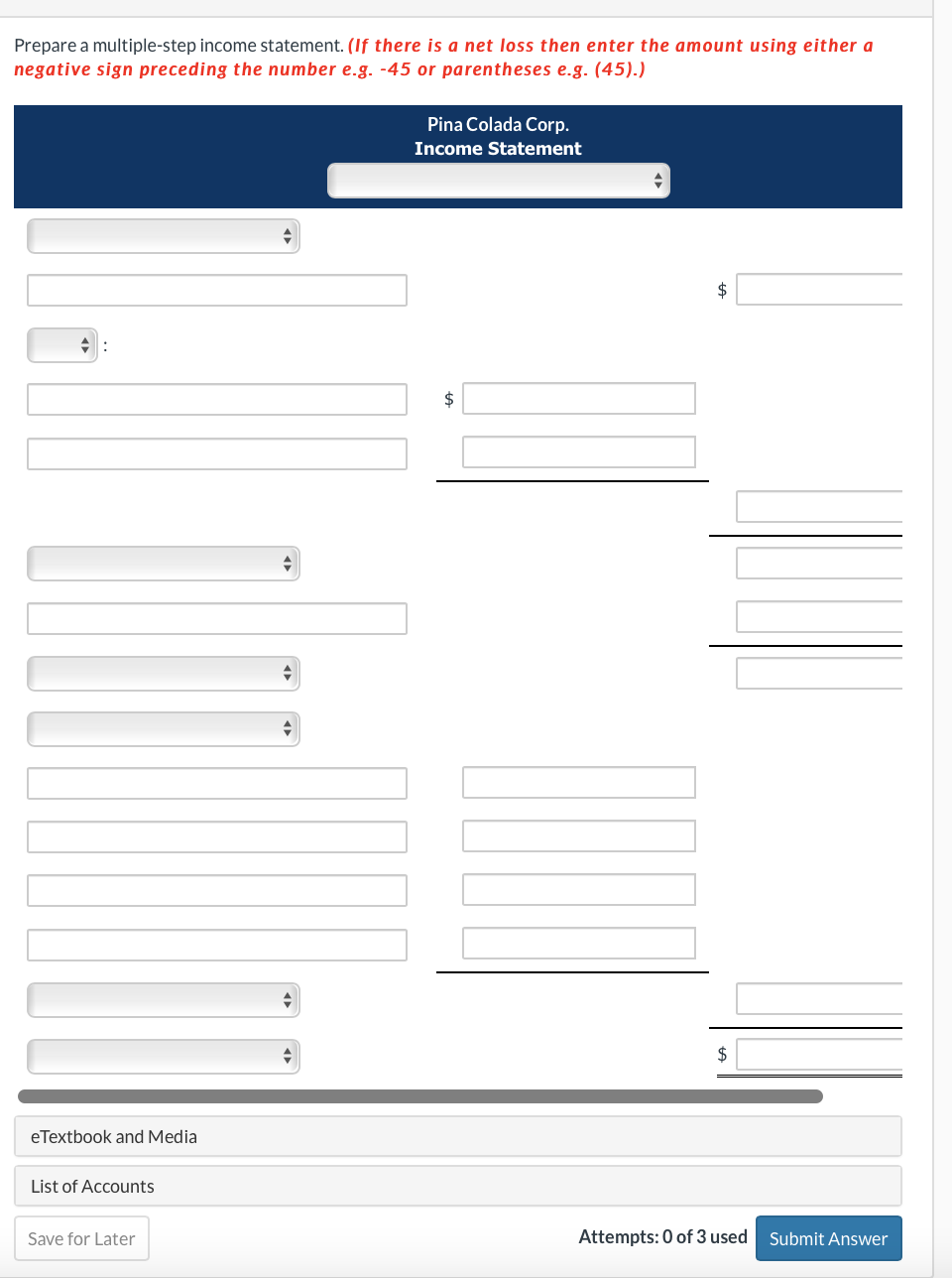 of January 2022. Prepare a multiple-step income statement. (If there is a