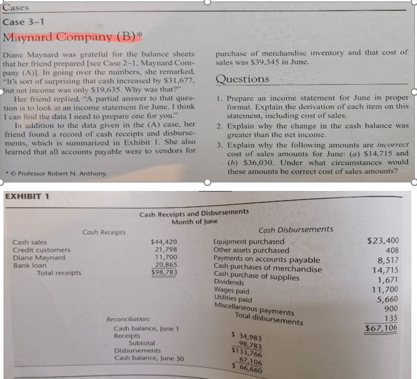 *Reference Case 2-1 Cases Case 3-1 Maynard Company (B)* purchase of
