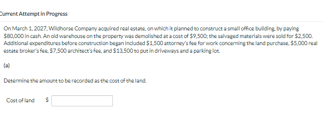 Current Attempt in Progress On March 1,2027, Wildhorse Company acquired real