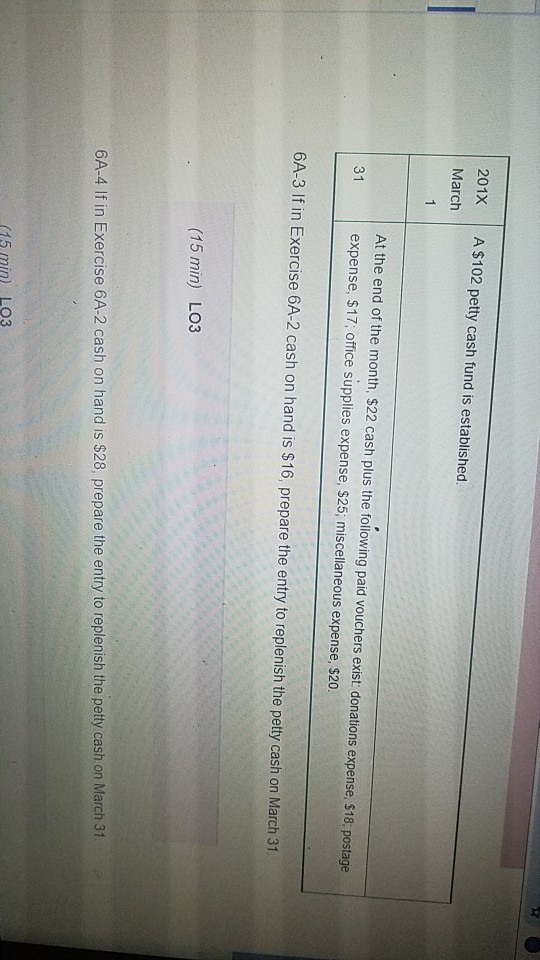  question 6A4 needs to be in journal format 201X A $102