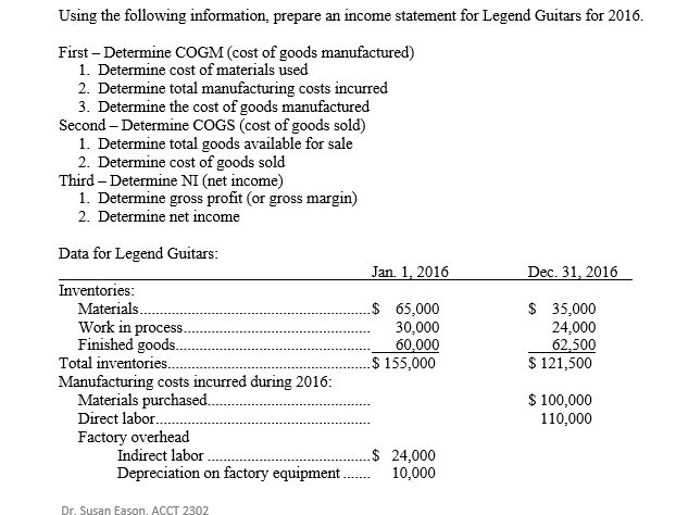  MAKE SURE TO SOLVE THE WHOLE THING Using the following information,