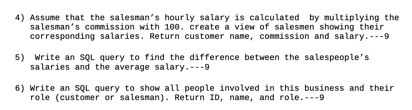 I will give a thumb up. Consider the following tables (Salesman and