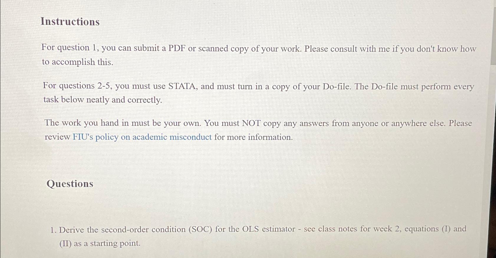  Instructions For question 1, you can submit a PDF or scanned