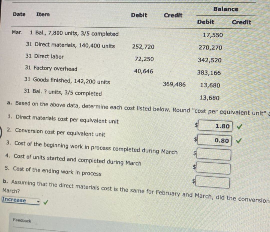 a. Based on the above data, determine each cost listed below.