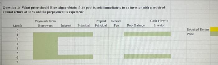 need help on #1please include all excel formulas see both photos Question