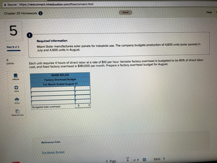  Secure : https:/ewconnect tion.com/flow/connect.htm Chapter 20 Homework Help 5 0 Required