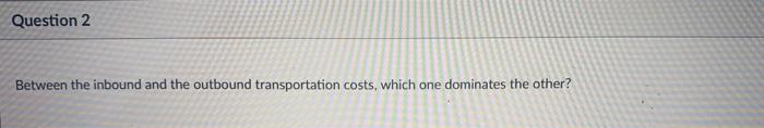  need short answers and quick Question 2 Between the inbound and