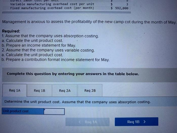 Statements; Explanation of Difference in Net Operating Income roblem 6-20 (Algo) Variable