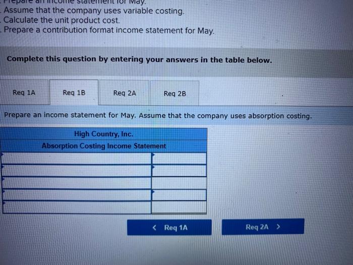 and Absorption Costing Unit Product Costs and Income Statements; Explanation of Difference