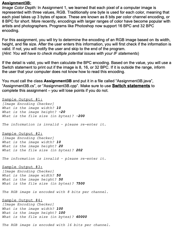 C++ please Assignment3B: Image Color Depth: In Assignment 1, we learned that