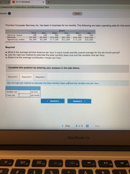  Ch. 2: Homework ework Thornton Computer Services, Inc. has been in