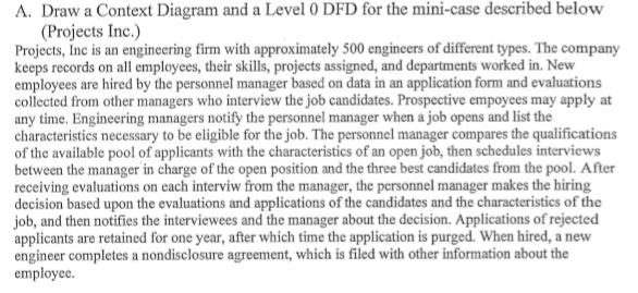  A. Draw a Context Diagram and a Level 0 DFD for