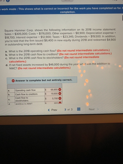  work mode: This shows what is correct or incorrect for the