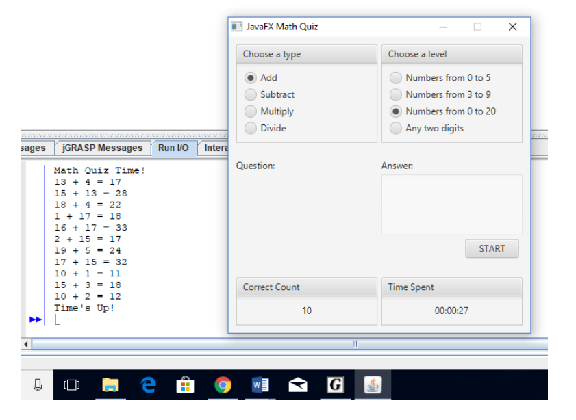 Create a program using Java that that lets a user pick between