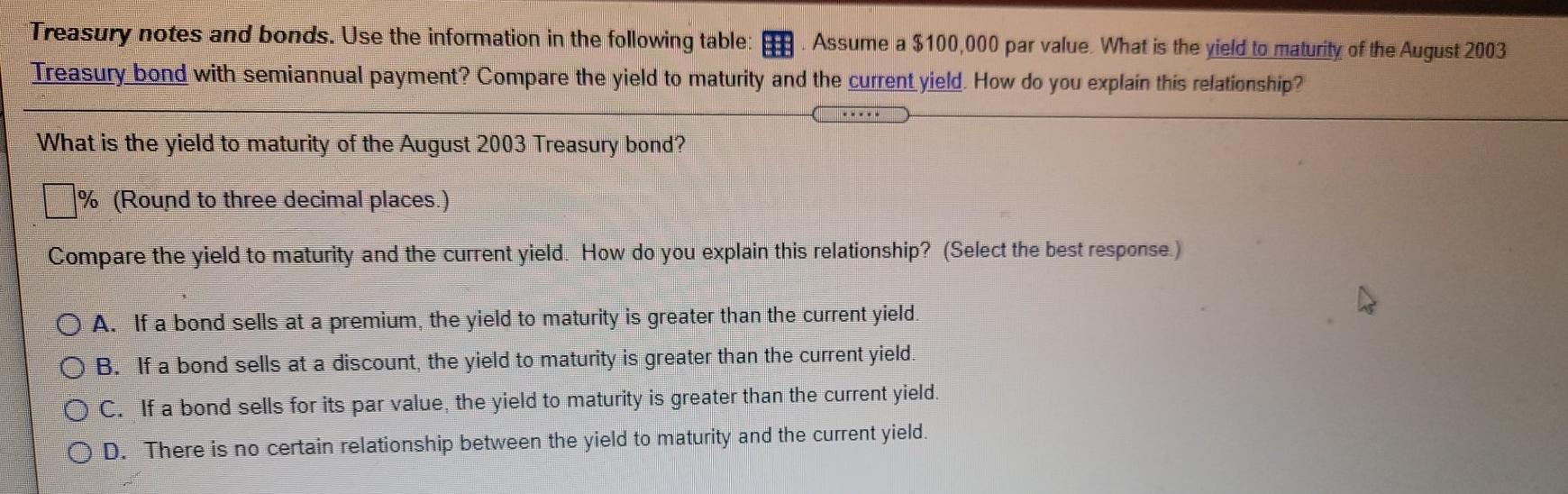 Old MathJax webview Treasury notes and bonds. Use the information in the