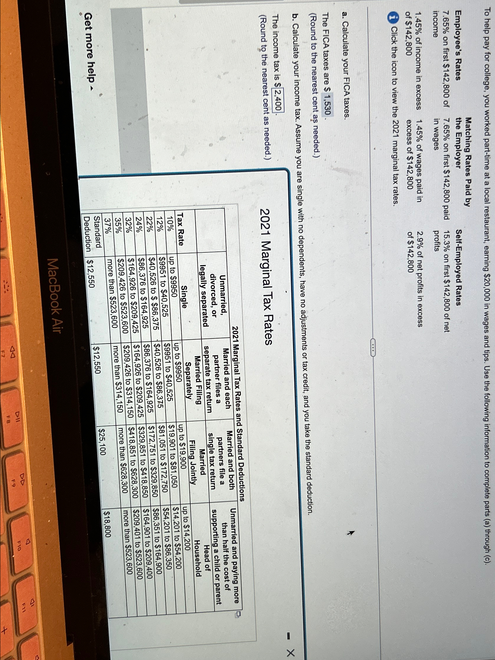  Employee's Rates 7.65% on first $142,800 of income 1.45% of income
