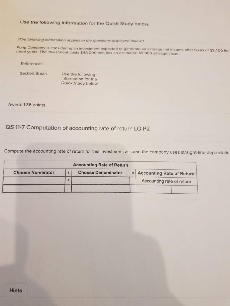  Use the following information for the Quick Study below. The following