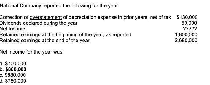  The answer is $800,000. It is not clear why as from