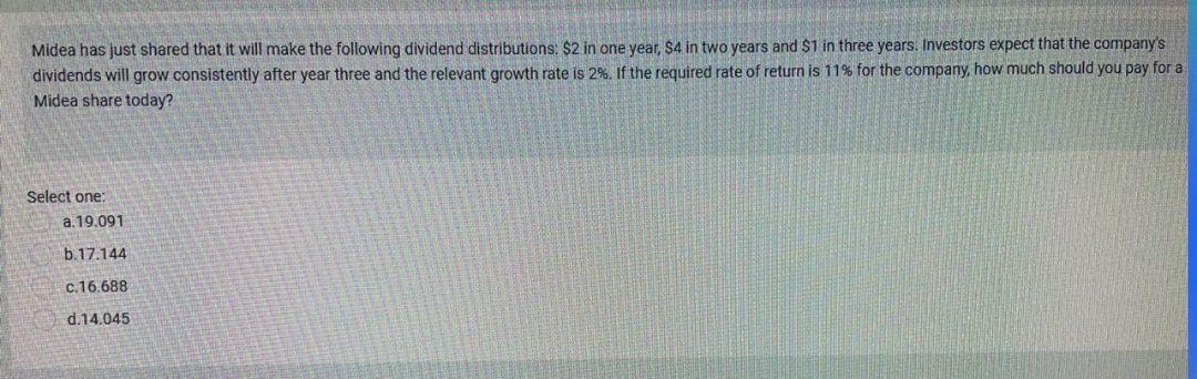 Midea has just shared that it will make the following dividend