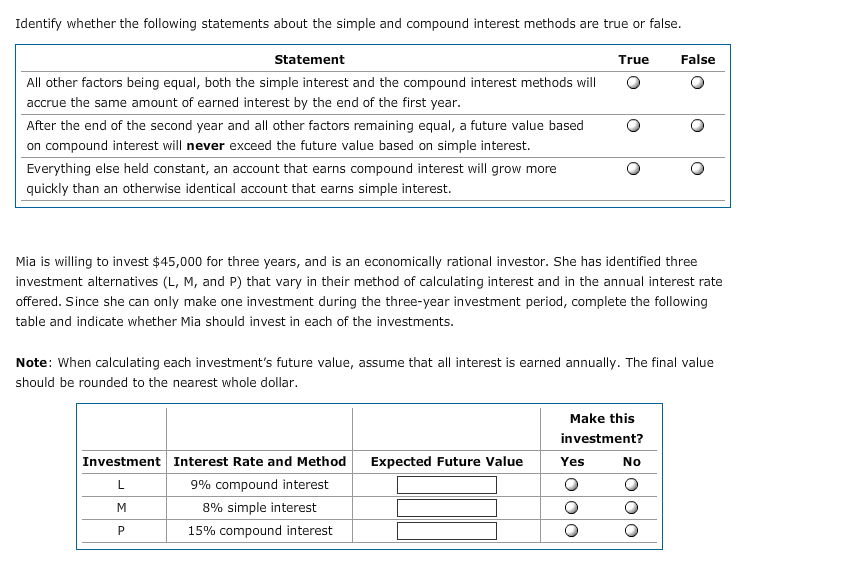 and a future value corresponds to the amount of interest earned during