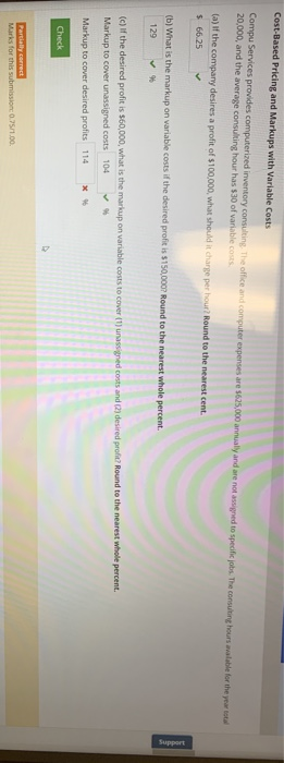  Support Cost-Based Pricing and Markups with Variable Costs Compu Services provides