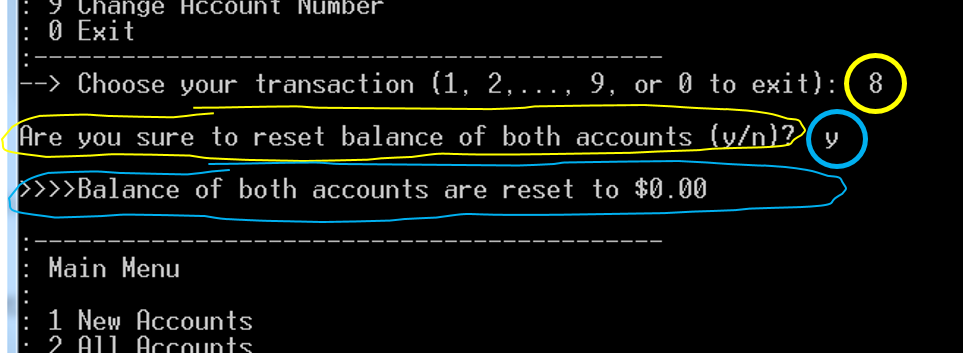 given in next section. int menu(); /* #1 */ void new_accounts(int *,