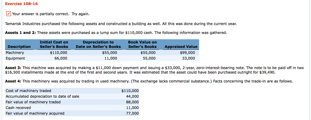 Exercise 10B-16 Z Your answer is partially correct. Try again Tamarisk