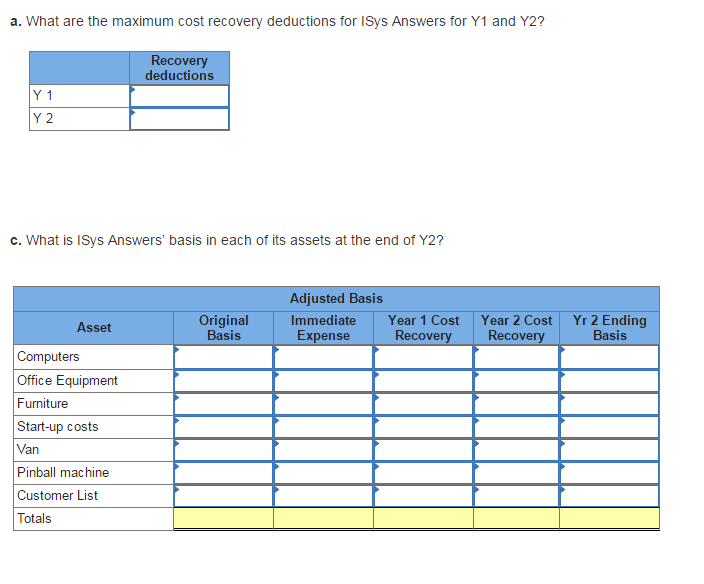 dollar amount) Year 1 Assets Purchase Date October 30, Y1 October 30,
