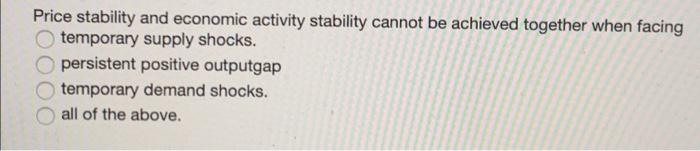  Price stability and economic activity stability cannot be achieved together when