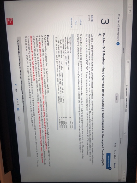  Chapter 03 Homework Help Save& Exit Submit 3 Problem 3-12 Predetermined