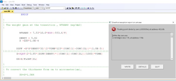 How to debug this error in line !!!!!!!!!!!!!!!!!!!!!!!!!!!!! in Fortran 95? If