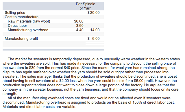 if the yarn is further processed into sweaters? (Round your answer to