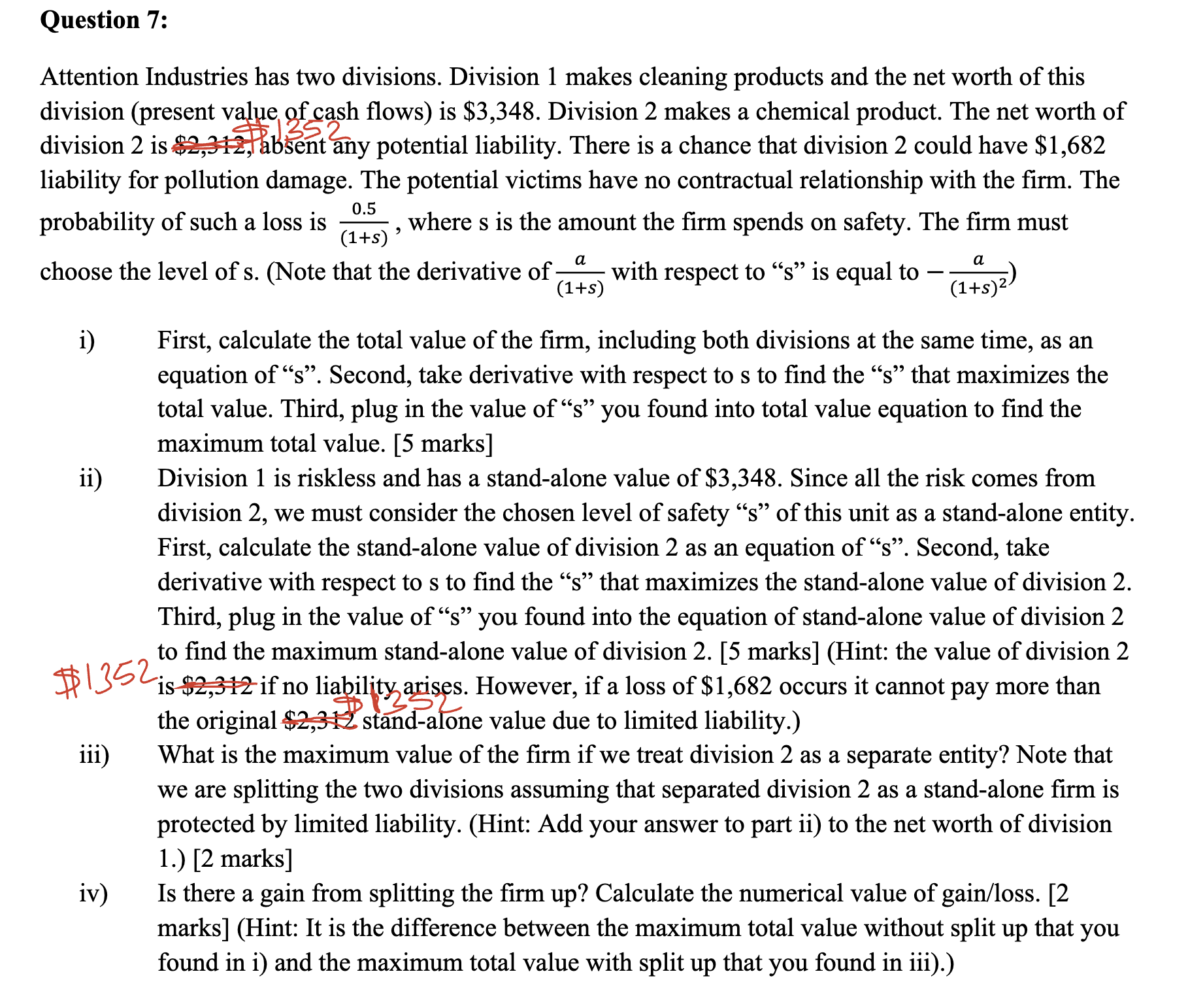  Question 7: Attention Industries has two divisions. Division 1 makes cleaning