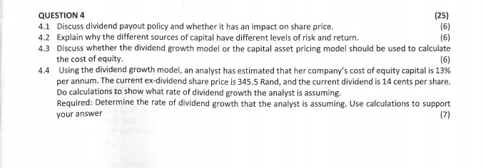 hi please assist with fully detailed answer for Question 4 QUESTION 4