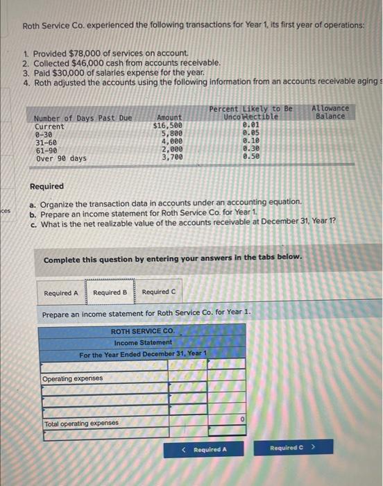 transactions for Year 1, its first year of operations: 1. Provided $78,000