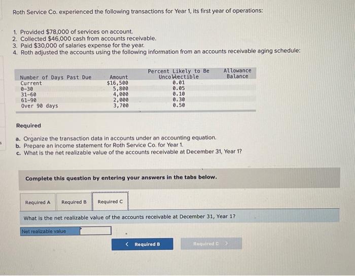 of services on account. 2. Collected $46,000 cash from accounts receivable. 3.
