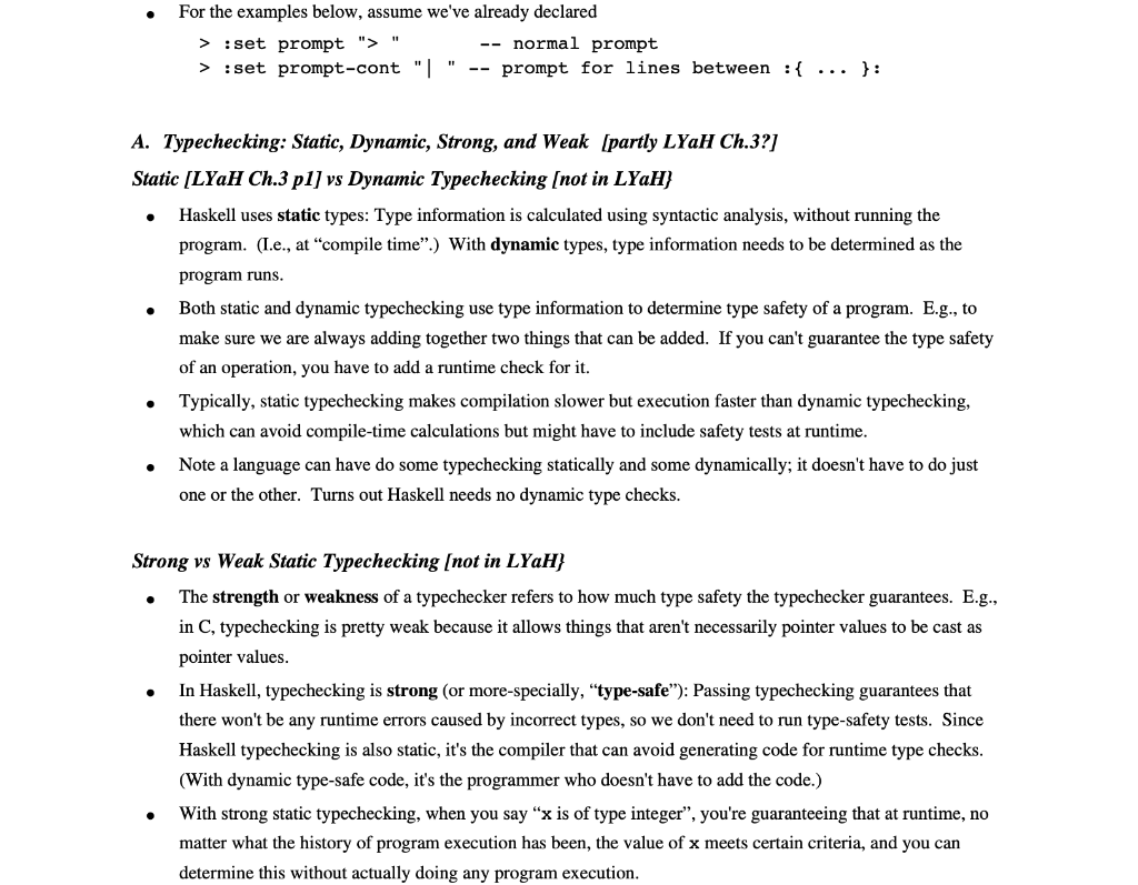 Haskell Basic Typeclasses To answer the following questions, use :info Type to