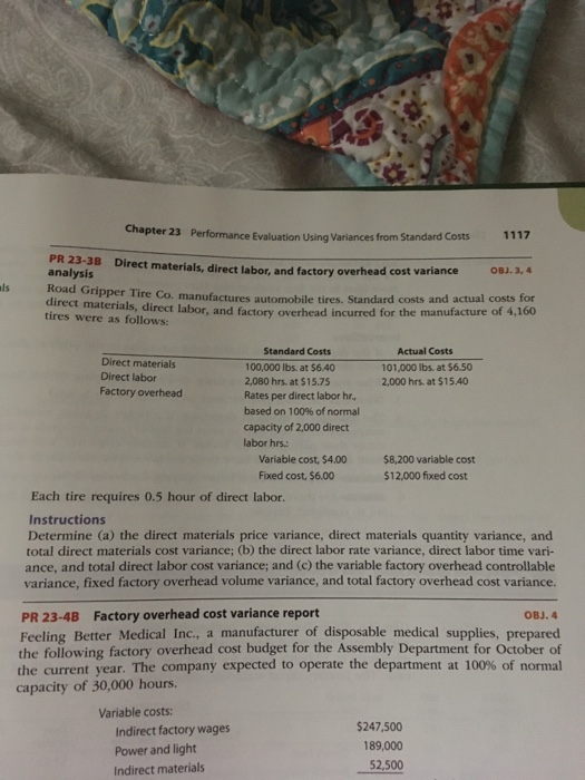  Chapter 23 Performance Evaluation Using Variances from Standard Costs PR 23-3B