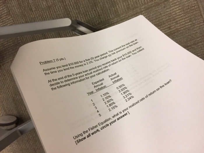  Assume you lend $10.000 for a five (5) year period. The