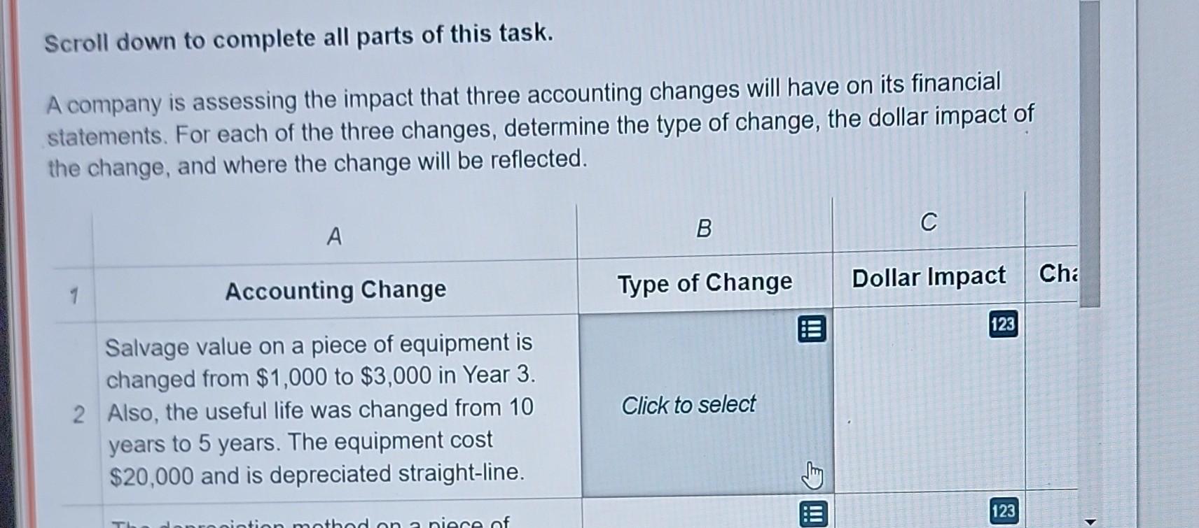 reflected in beginning retained earnings or current earnings Scroll down to complete