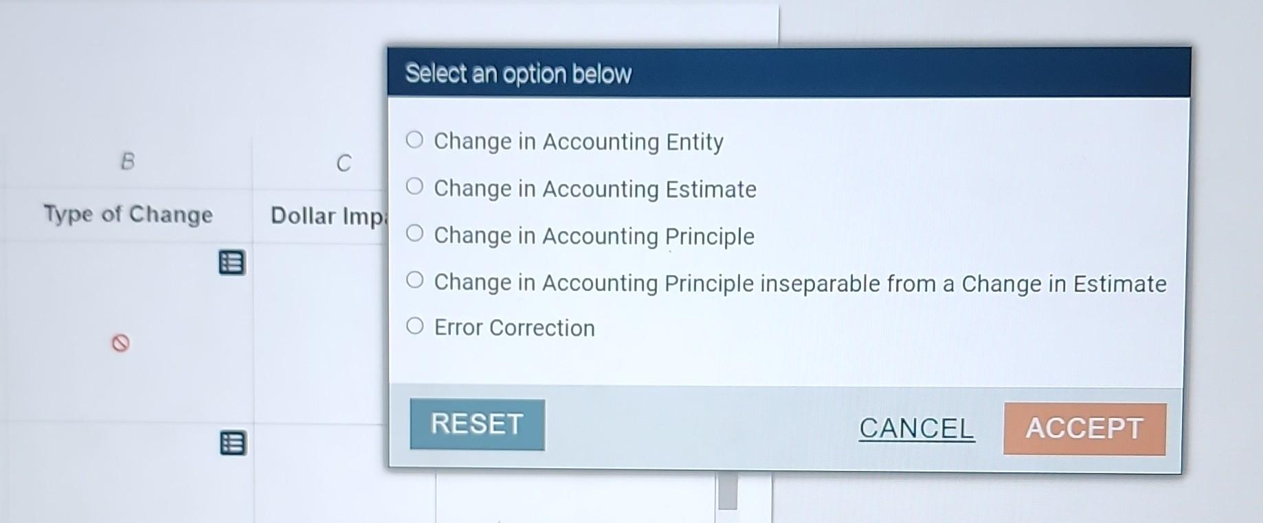 three accounting changes will have on its financial statements. For each of