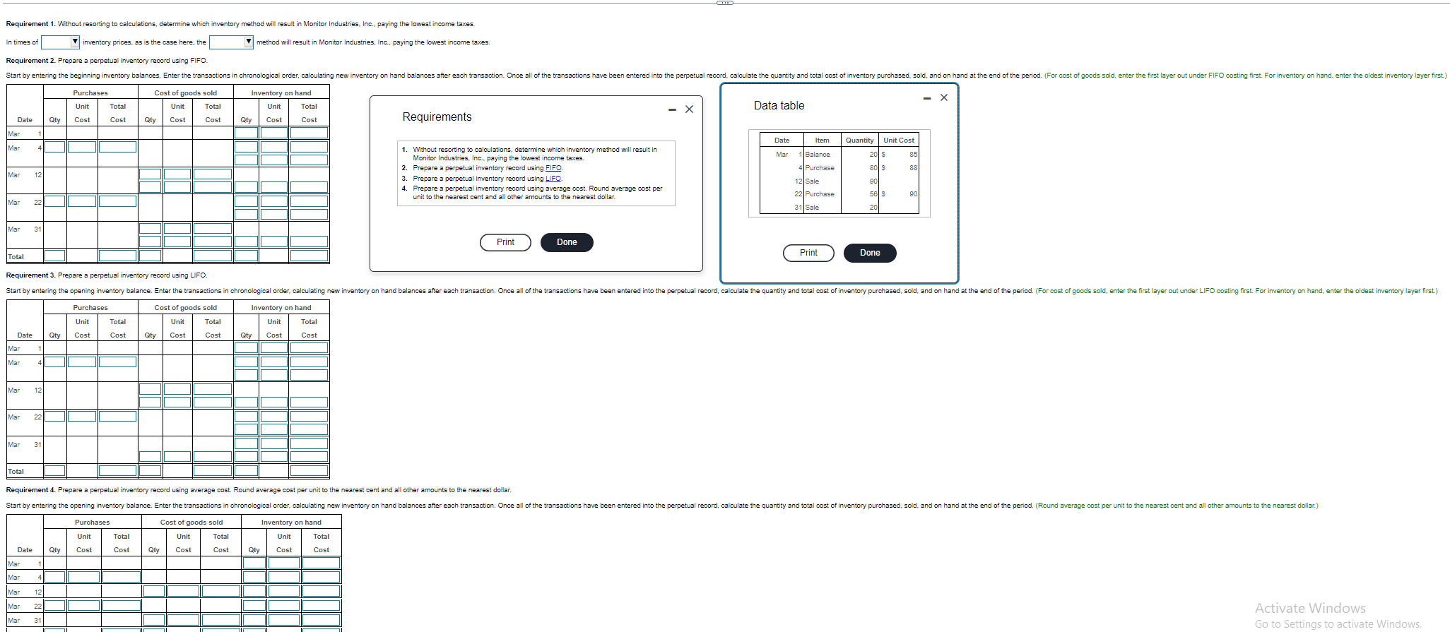 I really need help, thank you Requirement 1. Without resorting to calculations,