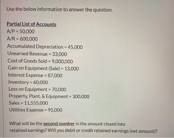  Use the below information to answer the question. Partial List of